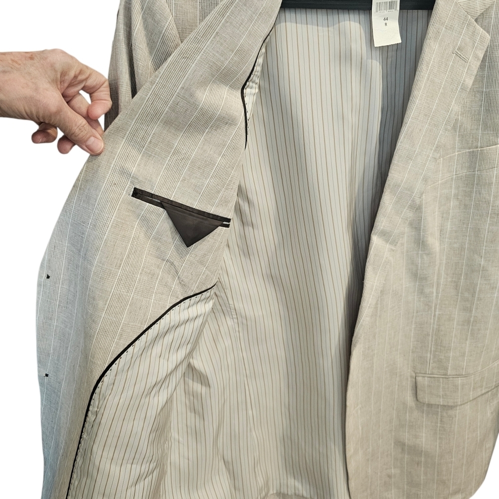 New Banana Republic Men's Linen Blend Blazer - Light tan Striped - Picture 10 of 13